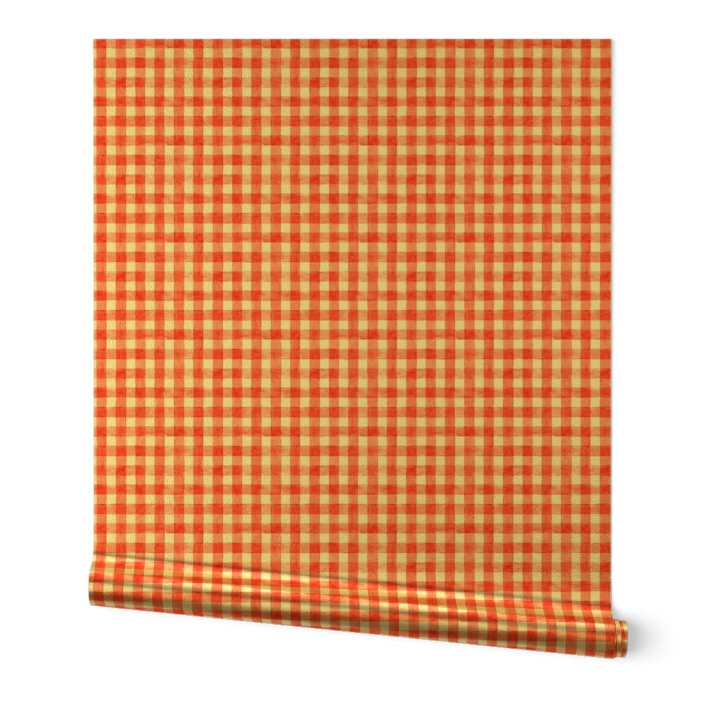 Bright Red Watercolor Gingham - Small Scale -  Scarlet Vermilion Perylene Red Checkers Buffalo Plaid Checkers
