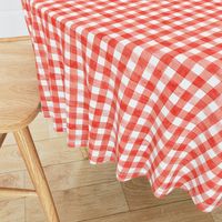 Bright Red Watercolor Gingham - Small Scale -  Scarlet Vermilion Perylene Red Checkers Buffalo Plaid Checkers