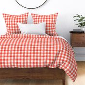 Bright Red Watercolor Gingham - Medium Scale -  Scarlet Vermilion Perylene Red Checkers Buffalo Plaid Checkers