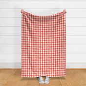 Bright Red Watercolor Gingham - Medium Scale -  Scarlet Vermilion Perylene Red Checkers Buffalo Plaid Checkers