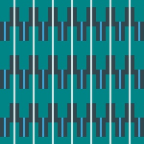 pantone ultra-steady geometric weave - solid grey, teal and blue vertical stripes