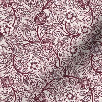 16 Soft Spring- Victorian Floral- Wine on Off White- Climbing Vine with Flowers- Petal Signature Solids - Earth Tones- Burgundy- Dark Red- Natural- William Morris Wallpaper- sMini