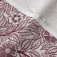 16 Soft Spring- Victorian Floral- Wine on Off White- Climbing Vine with Flowers- Petal Signature Solids - Earth Tones- Burgundy- Dark Red- Natural- William Morris Wallpaper- sMini