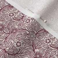 16 Soft Spring- Victorian Floral- Wine on Off White- Climbing Vine with Flowers- Petal Signature Solids - Earth Tones- Burgundy- Dark Red- Natural- William Morris Wallpaper- ssMicro