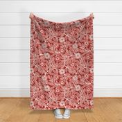 17 Soft Spring- Victorian Floral- Off White on Poppy Red- Climbing Vine with Flowers- Petal Signature Solids - Victorian Christmas- Hollidays- Natural- William Morris Wallpaper- Large