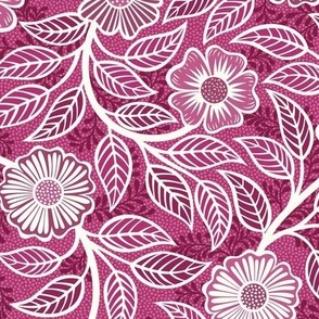 18 Soft Spring- Victorian Floral- Off White on Bubble Gum Pink- Climbing Vine with Flowers- Petal Signature Solids - Magenta- Bright Pink- Natural- William Morris Wallpaper- Small