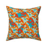 Tropical Blue Orange Abstract Coral Starfish