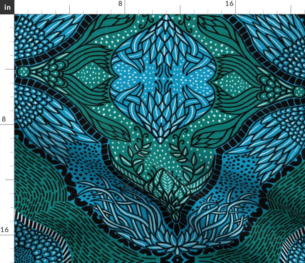 Maximalist Pattern Clash - Wild West Bandana in Blue and Green