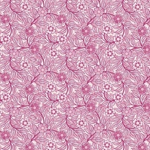 18 Soft Spring- Victorian Floral-Bubble Gum Pink on Off White- Climbing Vine with Flowers- Petal Signature Solids - Magenta- Bright Pink- Natural- William Morris Wallpaper- ssMicro