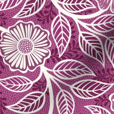 19 Soft Spring- Victorian Floral- Off White on Berry Pink- Climbing Vine with Flowers- Petal Signature Solids - Magenta- Bright Pink- Natural- William Morris Wallpaper- Medium