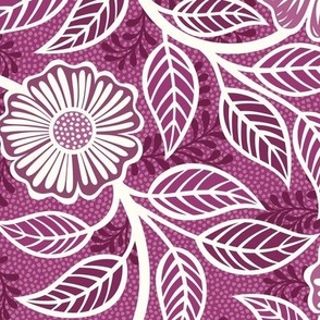 19 Soft Spring- Victorian Floral- Off White on Berry Pink- Climbing Vine with Flowers- Petal Signature Solids - Magenta- Bright Pink- Natural- William Morris Wallpaper- Medium