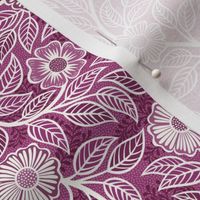 19 Soft Spring- Victorian Floral- Off White on Berry Pink- Climbing Vine with Flowers- Petal Signature Solids - Magenta- Bright Pink- Natural- William Morris Wallpaper- Mini