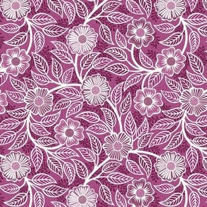 19 Soft Spring- Victorian Floral- Off White on Berry Pink- Climbing Vine with Flowers- Petal Signature Solids - Magenta- Bright Pink- Natural- William Morris Wallpaper- Mini