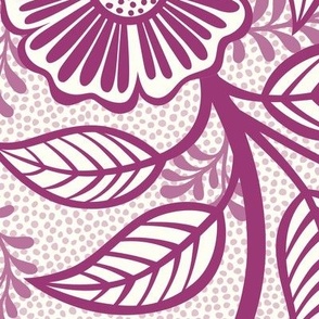 19 Soft Spring- Victorian Floral-Berry Pink on Off White- Climbing Vine with Flowers- Petal Signature Solids - Magenta- Bright Pink- Natural- William Morris Wallpaper- Extra Large