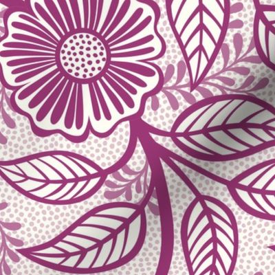 19 Soft Spring- Victorian Floral-Berry Pink on Off White- Climbing Vine with Flowers- Petal Signature Solids - Magenta- Bright Pink- Natural- William Morris Wallpaper- Large