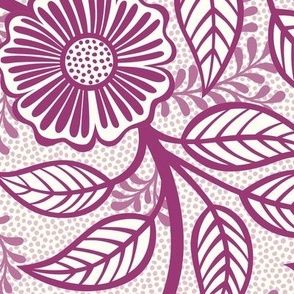 19 Soft Spring- Victorian Floral-Berry Pink on Off White- Climbing Vine with Flowers- Petal Signature Solids - Magenta- Bright Pink- Natural- William Morris Wallpaper- Large