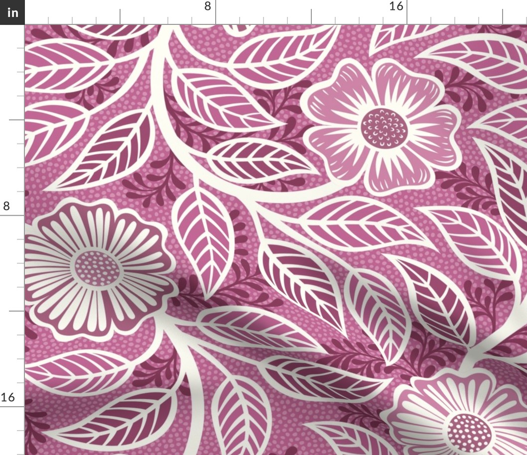 20 Soft Spring- Victorian Floral- Off White on Peony Pink- Climbing Vine with Flowers- Petal Signature Solids - Magenta- Bright Pink- Natural- William Morris Wallpaper- Extra Large