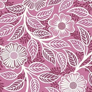 20 Soft Spring- Victorian Floral- Off White on Peony Pink- Climbing Vine with Flowers- Petal Signature Solids - Magenta- Bright Pink- Natural- William Morris Wallpaper- Small