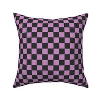 Hand Drawn Checkers 1" {Violet and Dark Charcoal} 90s Aesthetic Imperfect Check