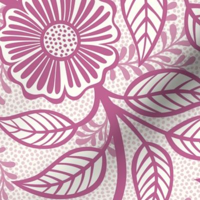 20 Soft Spring- Victorian Floral-Peony Pink on Off White- Climbing Vine with Flowers- Petal Signature Solids - Magenta- Bright Pink- Natural- William Morris Wallpaper- Large