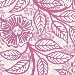 20 Soft Spring- Victorian Floral-Peony Pink on Off White- Climbing Vine with Flowers- Petal Signature Solids - Magenta- Bright Pink- Natural- William Morris Wallpaper- Medium
