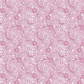 20 Soft Spring- Victorian Floral-Peony Pink on Off White- Climbing Vine with Flowers- Petal Signature Solids - Magenta- Bright Pink- Natural- William Morris Wallpaper- Micro