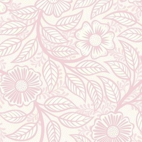 21 Soft Spring- Victorian Floral- Cotton Candy Pink on Off White- Climbing Vine with Flowers- Petal Signature Solids - Pastel Pink- Baby Pink- Soft Pink- Natural- Small
