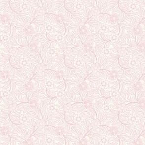 21 Soft Spring- Victorian Floral- Cotton Candy Pink on Off White- Climbing Vine with Flowers- Petal Signature Solids - Pastel Pink- Baby Pink- Soft Pink- Natural- Micro