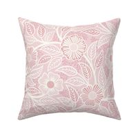 21 Soft Spring- Victorian Floral- Off White on Cotton Candy Pink- Climbing Vine with Flowers- Petal Signature Solids - Pastel Pink- Baby Pink- Soft Pink- Natural- Medium 