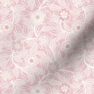 21 Soft Spring- Victorian Floral- Off White on Cotton Candy Pink- Climbing Vine with Flowers- Petal Signature Solids - Pastel Pink- Baby Pink- Soft Pink- Natural- Mini