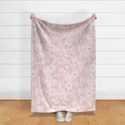 21 Soft Spring- Victorian Floral- Off White on Cotton Candy Pink- Climbing Vine with Flowers- Petal Signature Solids - Pastel Pink- Baby Pink- Soft Pink- Natural- William Morris Wallpaper- Extra Large