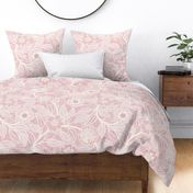 21 Soft Spring- Victorian Floral- Off White on Cotton Candy Pink- Climbing Vine with Flowers- Petal Signature Solids - Pastel Pink- Baby Pink- Soft Pink- Natural- William Morris Wallpaper- Extra Large