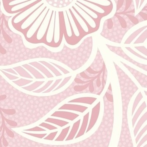 21 Soft Spring- Victorian Floral- Off White on Cotton Candy Pink- Climbing Vine with Flowers- Petal Signature Solids - Pastel Pink- Baby Pink- Soft Pink- Natural- William Morris Wallpaper- Extra Large