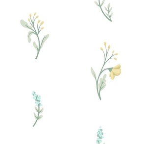 Fables // Wildflowers & Berries // Mustard Yellow, Turquoise Blue, White // JUMBO 