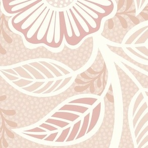 22 Soft Spring- Victorian Floral- Off White on Blush- Climbing Vine with Flowers- Petal Signature Solids - Soft Pastel Pink- Baby Pink- Beige- Neutral- Natural- William Morris Wallpaper- Extra Large