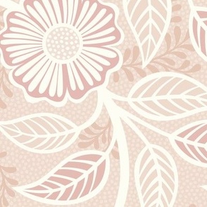 22 Soft Spring- Victorian Floral- Off White on Blush- Climbing Vine with Flowers- Petal Signature Solids - Soft Pastel Pink- Baby Pink- Beige- Neutral- Natural- William Morris Wallpaper- Large