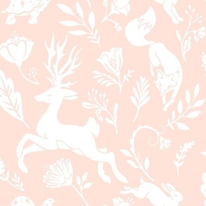 Fables // White Stag, Fox, Tortoise & Hare // Rose Pink & White // JUMBO 