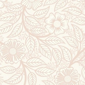 22 Soft Spring- Victorian Floral-Blush on Off White- Climbing Vine with Flowers- Petal Signature Solids - Soft Pastel Pink- Baby Pink- Beige- Neutral- Natural- William Morris- Small