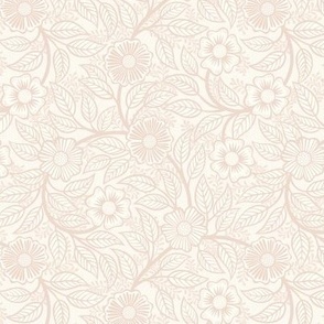 22 Soft Spring- Victorian Floral-Blush on Off White- Climbing Vine with Flowers- Petal Signature Solids - Soft Pastel Pink- Baby Pink- Beige- Neutral- Natural- William Morris- Mini