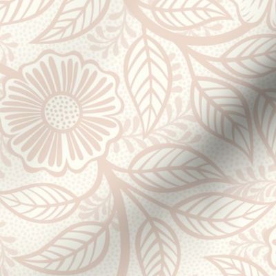 22 Soft Spring- Victorian Floral-Blush on Off White- Climbing Vine with Flowers- Petal Signature Solids - Soft Pastel Pink- Baby Pink- Beige- Neutral- Natural- William Morris Wallpaper- Medium