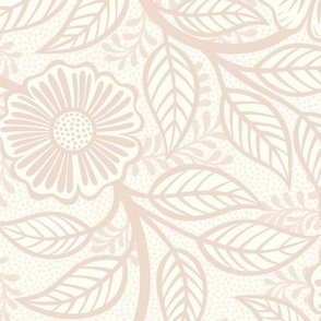 22 Soft Spring- Victorian Floral-Blush on Off White- Climbing Vine with Flowers- Petal Signature Solids - Soft Pastel Pink- Baby Pink- Beige- Neutral- Natural- William Morris Wallpaper- Medium