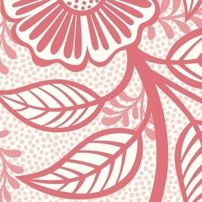 23 Soft Spring- Victorian Floral- Watermelon on Off White- Climbing Vine with Flowers- Petal Signature Solids - Coral- Flaming0- Soft Red- Natural- William Morris Wallpaper- Extra Large