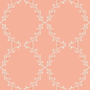 Nostalgic Geometric Oval Vines in Cream on Pink - Sweet Lorelai Collection