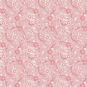 23 Soft Spring- Victorian Floral- Watermelon on Off White- Climbing Vine with Flowers- Petal Signature Solids - Coral- Flaming0- Soft Red- Natural- William Morris Wallpaper- Micro