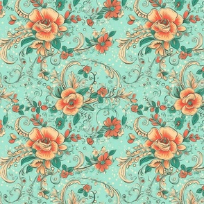 Coral Floral - Mint- New for 2023