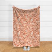 25 Soft Spring- Victorian Floral- Off White on Peach- Climbing Vine with Flowers- Petal Signature Solids -Soft Orange- Pumpkin- Natural- William Morris Wallpaper- Large
