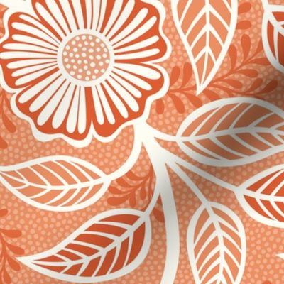 25 Soft Spring- Victorian Floral- Off White on Peach- Climbing Vine with Flowers- Petal Signature Solids -Soft Orange- Pumpkin- Natural- William Morris Wallpaper- Large