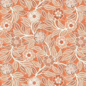 25 Soft Spring- Victorian Floral- Off White on Peach- Climbing Vine with Flowers- Petal Signature Solids -Soft Orange- Pumpkin- Natural- William Morris Wallpaper- Mini