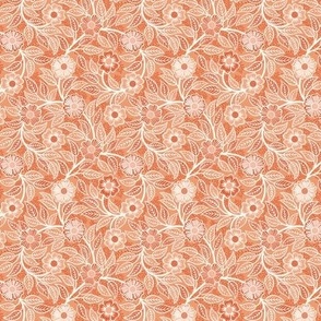25 Soft Spring- Victorian Floral- Off White on Peach- Climbing Vine with Flowers- Petal Signature Solids -Soft Orange- Pumpkin- Natural- William Morris Wallpaper- Micro