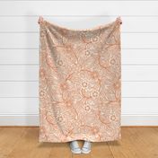 25 Soft Spring- Victorian Floral-Peach on Off White- Climbing Vine with Flowers- Petal Signature Solids -Soft Orange- Pumpkin- Natural- William Morris Wallpaper- Extra Large